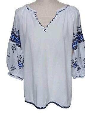 Embroidered Lightweight Gauze Cotton Embroidered India Boho XL